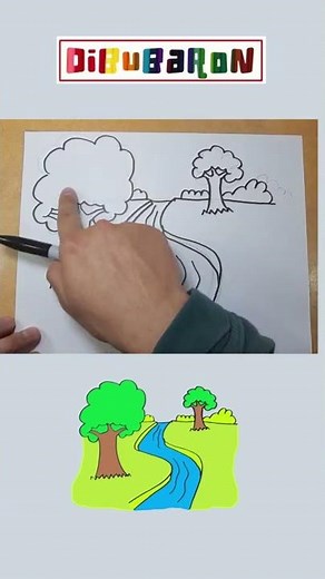 como dibujar un rio | Dibujos faciles