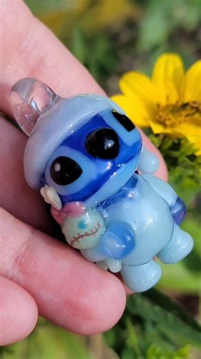 🌺💙 Lilo & Stitch boro glass art! Browse my site to find available works. I'll post a link in the comments to my shop so it's easy to find. Thank you for checking out my art! | Cynthia DeMatteo