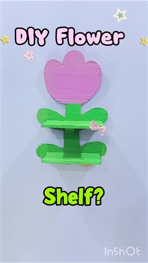 DIY Flower Shelf from Cardboard 💗 | Easy & Cute Room Decor Idea ✨ #shorts
