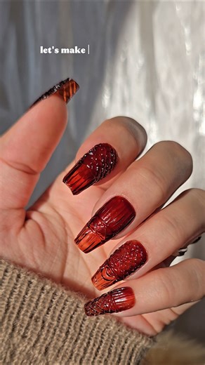Brown Glass Nail Tutorial Jelly Press on Nails #naildesign #gelnails