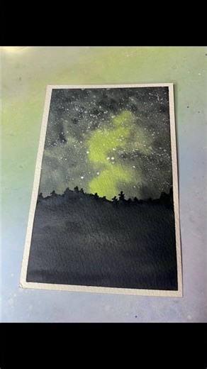 Beginner friendly-Silent Aurora-Watercolor painting 🩵 #art #tutorial #artist #watercolor #painting