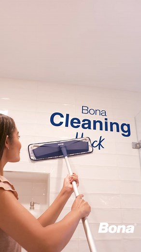 Bona Cleaning Hack: Did you know that you can use the Bona Premium Microfiber Mop and your favorite bathroom cleaner to scrub shower walls? Try this hack today. https://bit.ly/3PbJ3lL | Bona