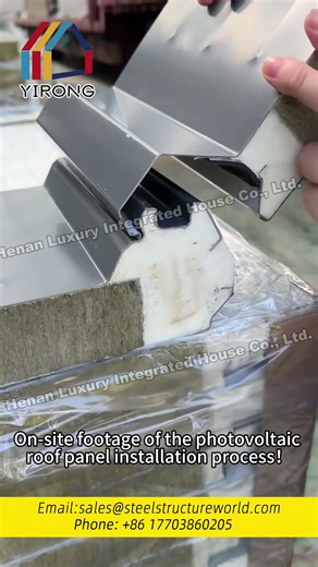 Live footage of the photovoltaic roof panel installation process #construction #buildingmaterials