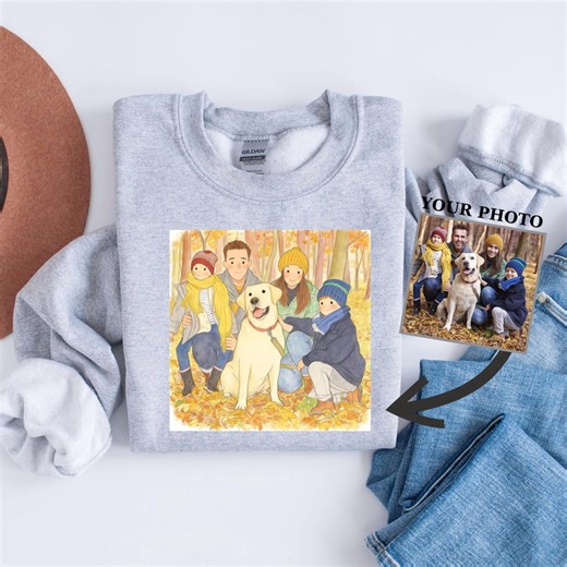 Custom Cartoon Portrait Sweatshirt, Personalized Photo Hoodie - Etsy