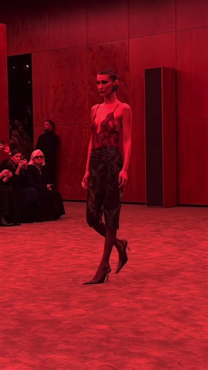 NEW! Bella Hadid makes her second appearance of the season for Saint Laurent FW26. #bellahadid #catwalk #runway #models #nlsmodels