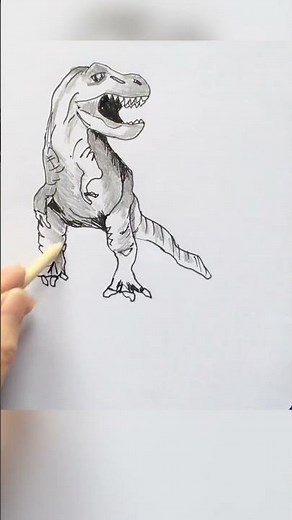 How to Draw a 3D DINOSAUR (Step by Step). #art #shorts #drawing