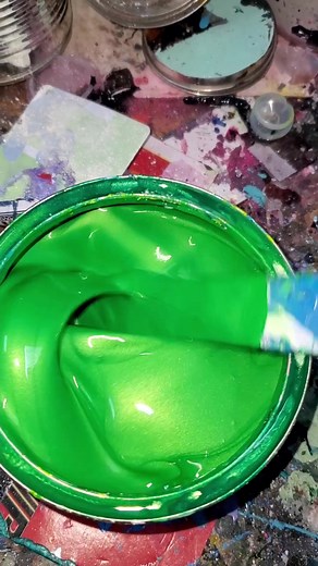Màu này gọi là xanh lá gì v ae ? Mình pha xong mình ko b kêu nó tên gì ! #mixedgreens #green #color #painting #phamau