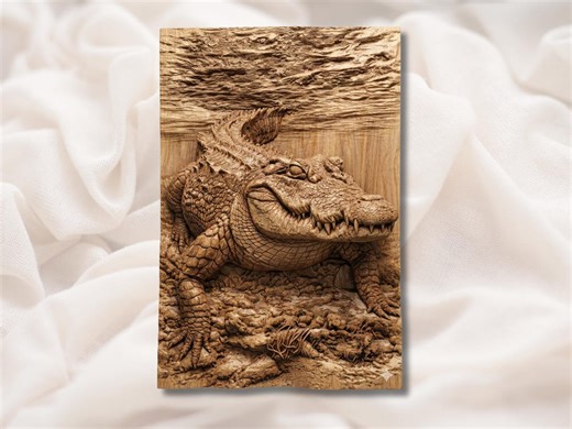Alligator 3D Relief STL | Crocodile Swamp Wildlife Wall Art Panel | CNC Router 3D Print Laser Engrave File - Etsy