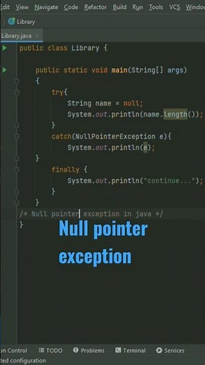 null pointer exception in java