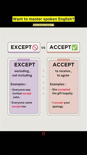 Except vs Accept | Most Confusing English Words Explained! #shorts