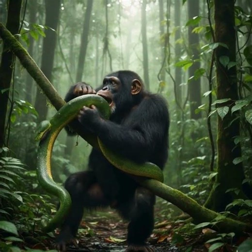 Chimpanzees and Pythons.#ai #chimpanzee #python #wildlife #animals #vs #dinosaur