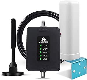 Cell Phone Signal Booster for Camper Use, 5 Bands Mobile Phone Repeater Kit for All Carriers LTE Voice Calls and Data, Supports Verizon AT&T Carriers and Multi Users