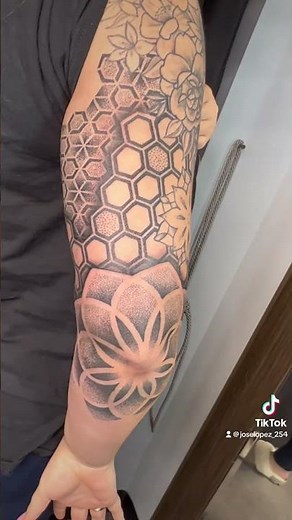 Geometric & Mandala Half Sleeve Tattoo | Layered Elbow & Arm Design by Mi Vida Tattoos