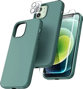 TOCOL for iPhone 12/ iPhone 12 Pro Case, Slim Silicone Case for iPhone 12/12 Pro 6.1 Inch, Precise Fit, Anti-Slip, Drop Protection, Midnight Green