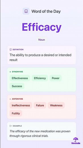 EFFICACY - Word of the Day | Learn English Vocabulary | Wordrella