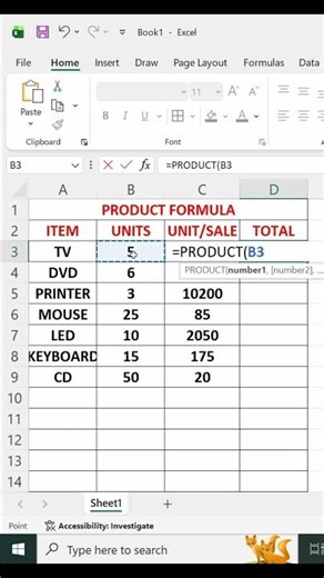 how to use product formula in excel #shorts #viral #video #ytshorts #youtubeshorts #shortsfeed #yt