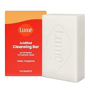 Lume Acidified Body Cleansing Bar - 24 Hour Odor Control - Removes Odor Better than Soap - Moisturizing Formula - Formulated Without SLS orParabens - OB/GYN Developed - 5 ounce (Clean Tangerine)
