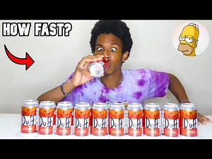 Drinking 10 Cans of Duff Beer Without Getting Drunk - The Simpsons Challenge