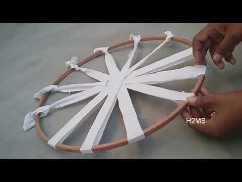How to make simple Hula Hoop rug/doormat/carpet/ragrug/tablemat weaving,DIY T-shirts recycling ideas