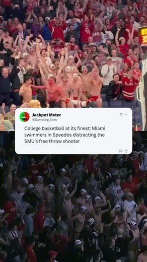 College basketball at its finest: Miami swimmers in Speedos distracting the SMU’s free throw shooter