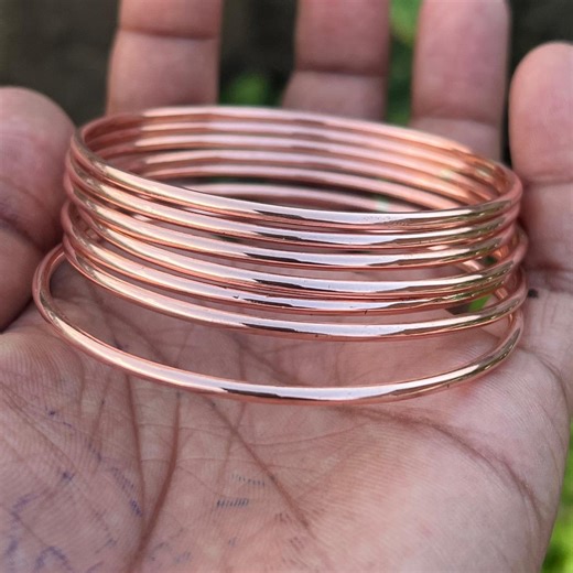Handmade Copper Bangle Set of 7: Traditional Indian Boho Jewelry - Etsy Canada