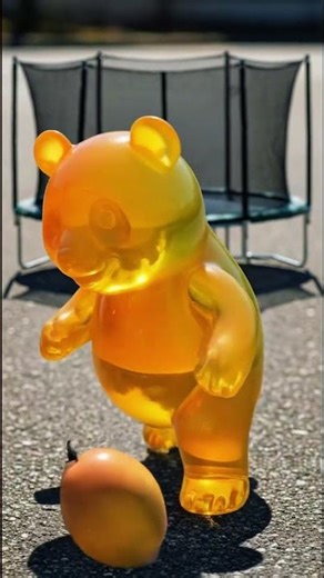 Ultra-Realistic Crystal Panda Transformation: From Smiling Panda to Mango Juice Splash