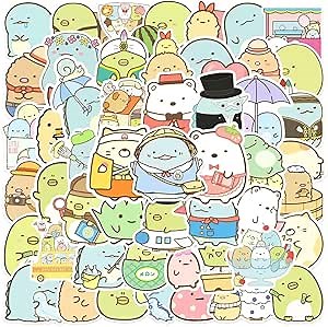 51 Pcs Stickers for Kids Waterproof Stickers for Water Bottle Laptop Skateboard Computer Helmet Bike Luggage Aesthetic Cartoon Decals for Teens Adults Girls Boys