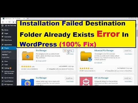 (100% Fix) - Installation Failed Destination Folder Already Exists Error In WordPress Website