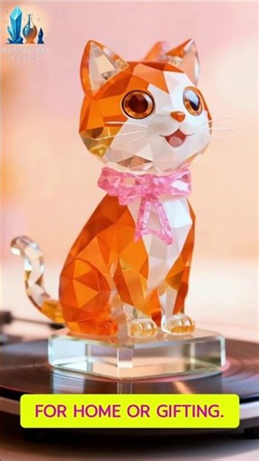 60s Timelapse: Adorable Orange Crystal Cat Sculpture