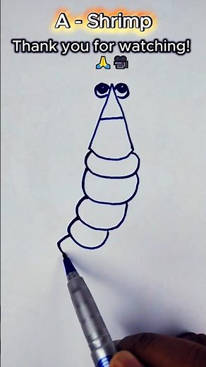 Easy Shrimp Drawing Tutorial – Draw Cute Sea Creatures Fast! #shorts