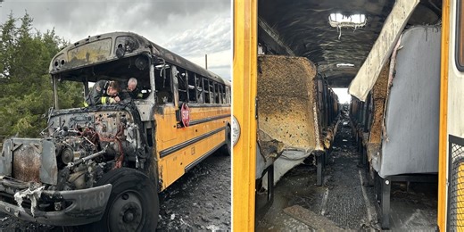 Quick-thinking bus driver safely evacuates children from burning vehicle