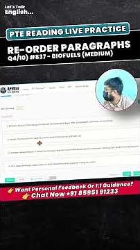 PTE Re-Order Paragraphs Live Practice | Q8/20 - #837 Biofuels (Medium Difficulty)