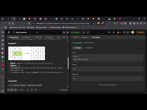 Leetcode 1975 maximum matrix sum - python || POTD