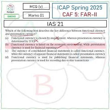 ICAP Spring 2025 | MCQ (v)| CAF 5: FAR-II (SM249)