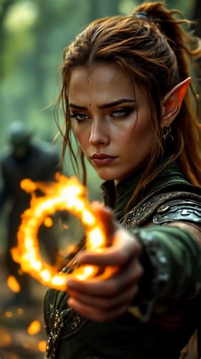 Wood Elf Warrior Prepares to Strike!✨🧝‍♀️ #FantasyArt #ElfWarrior #EpicMoment #fantasy #ai