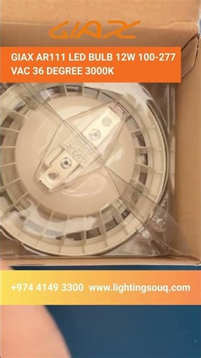 GIAX AR111 LED Bulb – 12WWarm 3000K light with a focused 36° beam for accent and spot lighting.