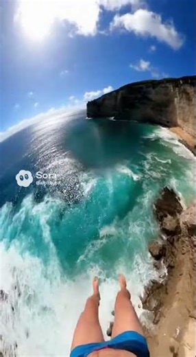 Water slide turns into cliff diving