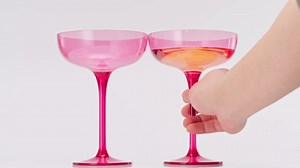 Khen Acrylic Shatterproof Martini, Margarita, Champagne & Cocktail Unbreakable Glasses | Set of 2 | 15oz Large Plastic Coupe Glasses, Tritan Drinkware, BPA-Free, Reusable, Pool (Pink)