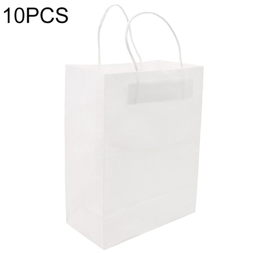 [$1.51] Elegante bolsa de papel Kraft de 10 piezas con asas para boda / fiesta de cumpleaños / joyería / ropa, tamaño: 22x27x11cm (blanco)