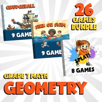 26 No Prep Math Games Bundle C - Geometry - Grade 7 Review Activity