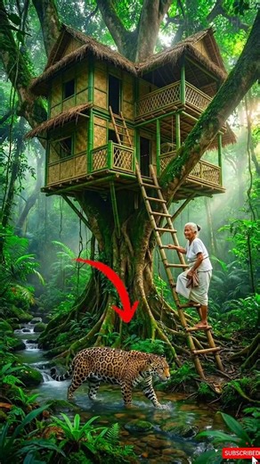 Dadi Created a Secret Bamboos House in Jungle | #woodscraft #shorts