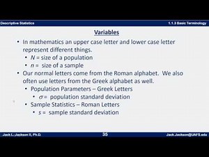 Statistics 1.1.3 Basic Terminology