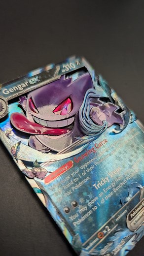 3D Gengar Pokémon Card. I will always enjoy working on EX cards. I think the way they implemented extending the art beyond the border is absolutely genius & it adds so much to the finished card. #3dcards #pokemontcg #pokemon151 #pokemoncards #pokemoncommunity #pokémon | 3Devious_Art