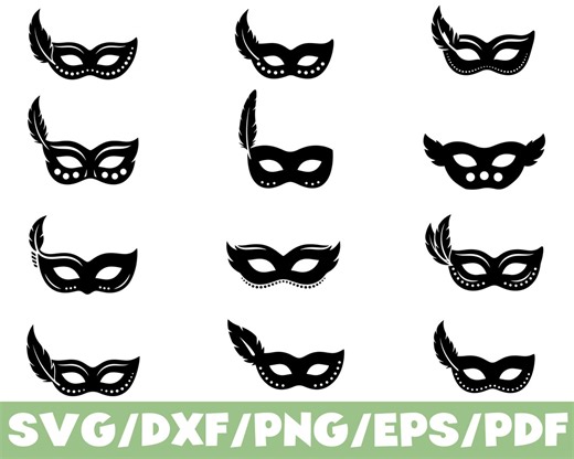 Masquerade Mask SVG Silhouette Bundle Carnival Party Mask Icon Set - Etsy