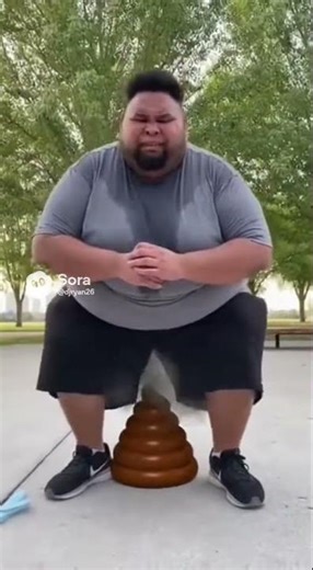 Fat Guys Takes A Giant Poop While Squatting