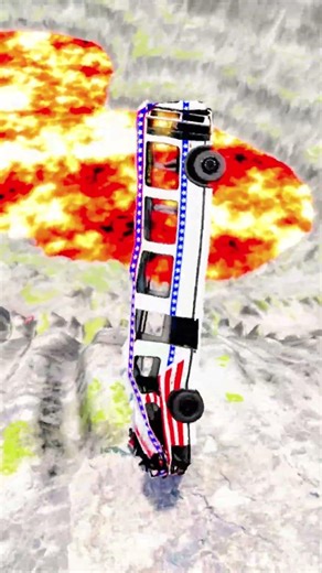 Cars & School Bus vs Giant Pit Bollards Crash #76 - BeamNG.Drive #automobile #beamngnoob #beamngmods