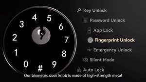IRONZON Fingerprint Door Knob for Bedroom - 291Y 4-in-1 Keyless Bedroom Door Knob Smart Lock with App, One-tap Privacy Mode Setup, Auto-Lock Easy to Install - Matte Black