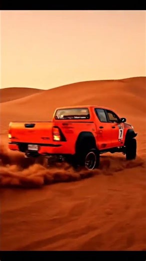 Crimson Dune Drift: Turbo V8 Hilux Widebody in Heat