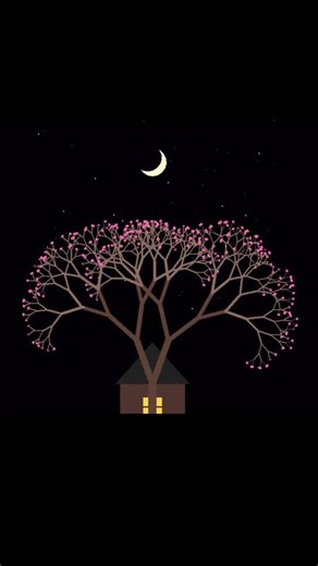 Drawing Night Scenery with Python Code 🌙 Fractal Tree | #shorts