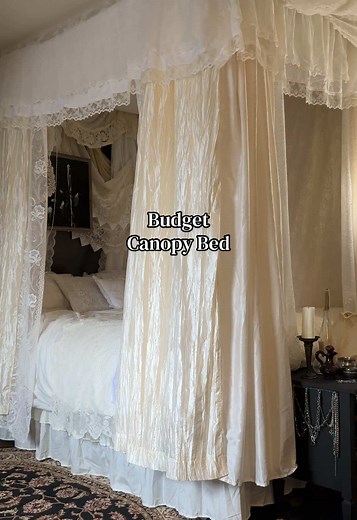 Curtain tutorial also posted ! #canopybed #decor #homediy #whimsicalaesthetic #gothichome